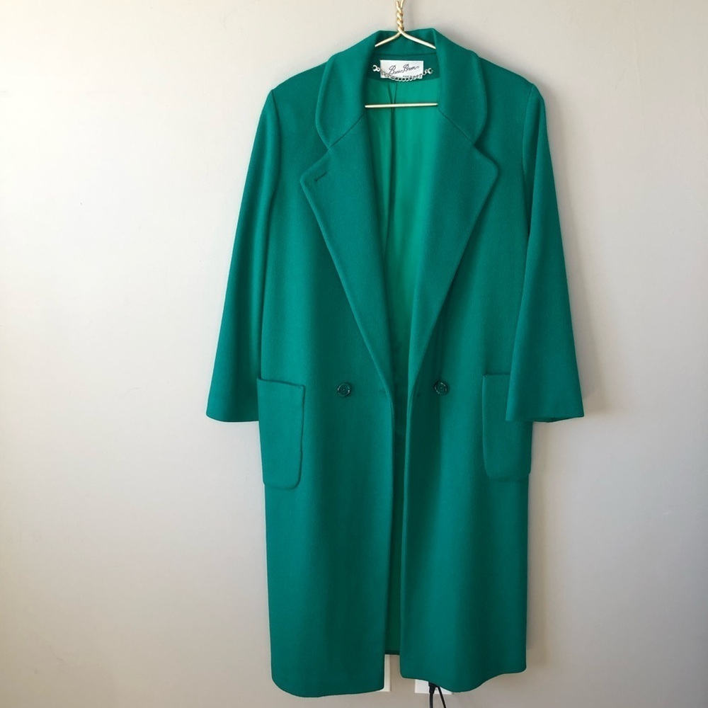 Vintage Kelly Green Wool Oversized Tailored Long Maxi Coat L - Picture 4 of 12